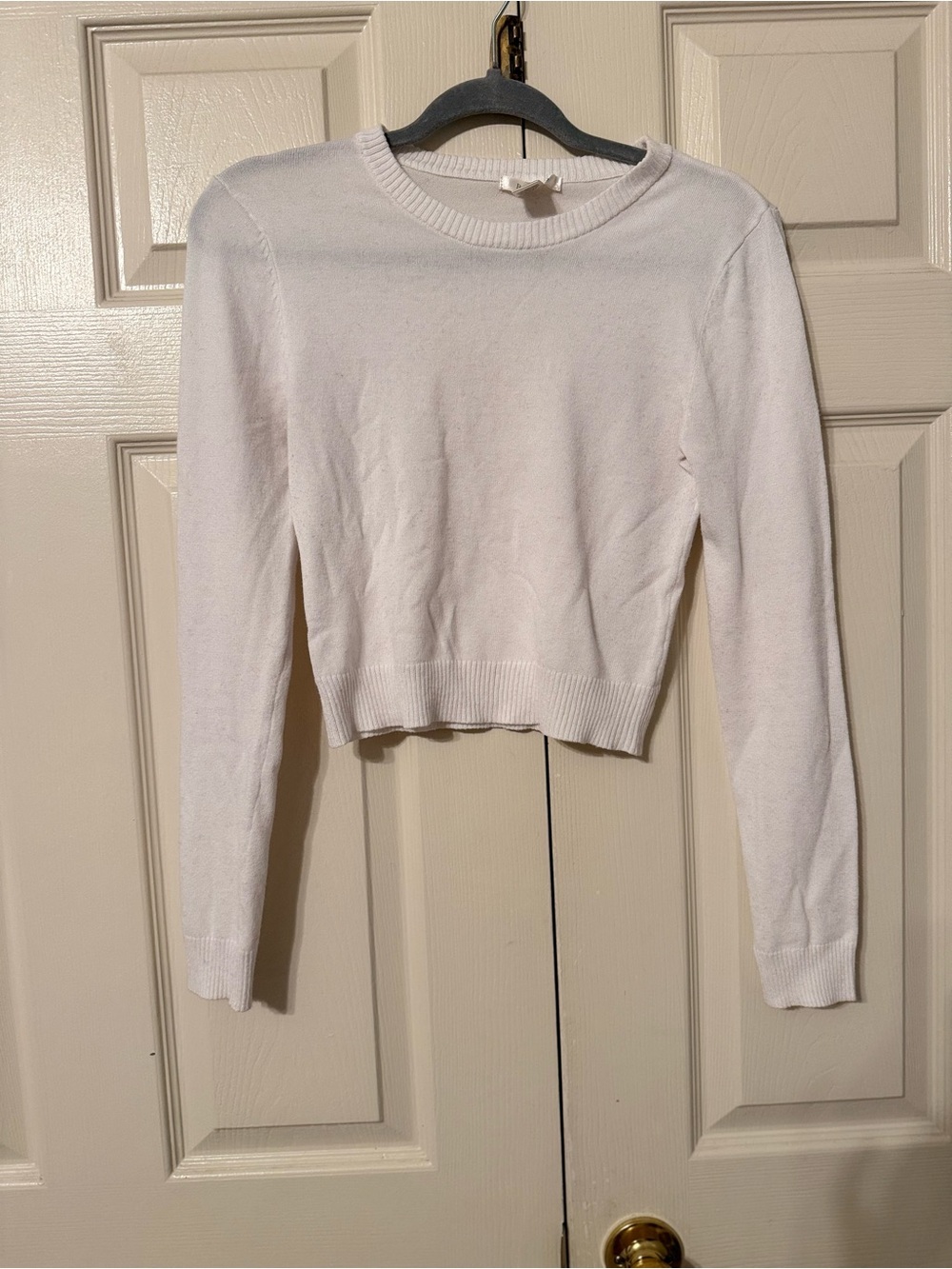 Bozzolo White Cropped Crewneck Sweater